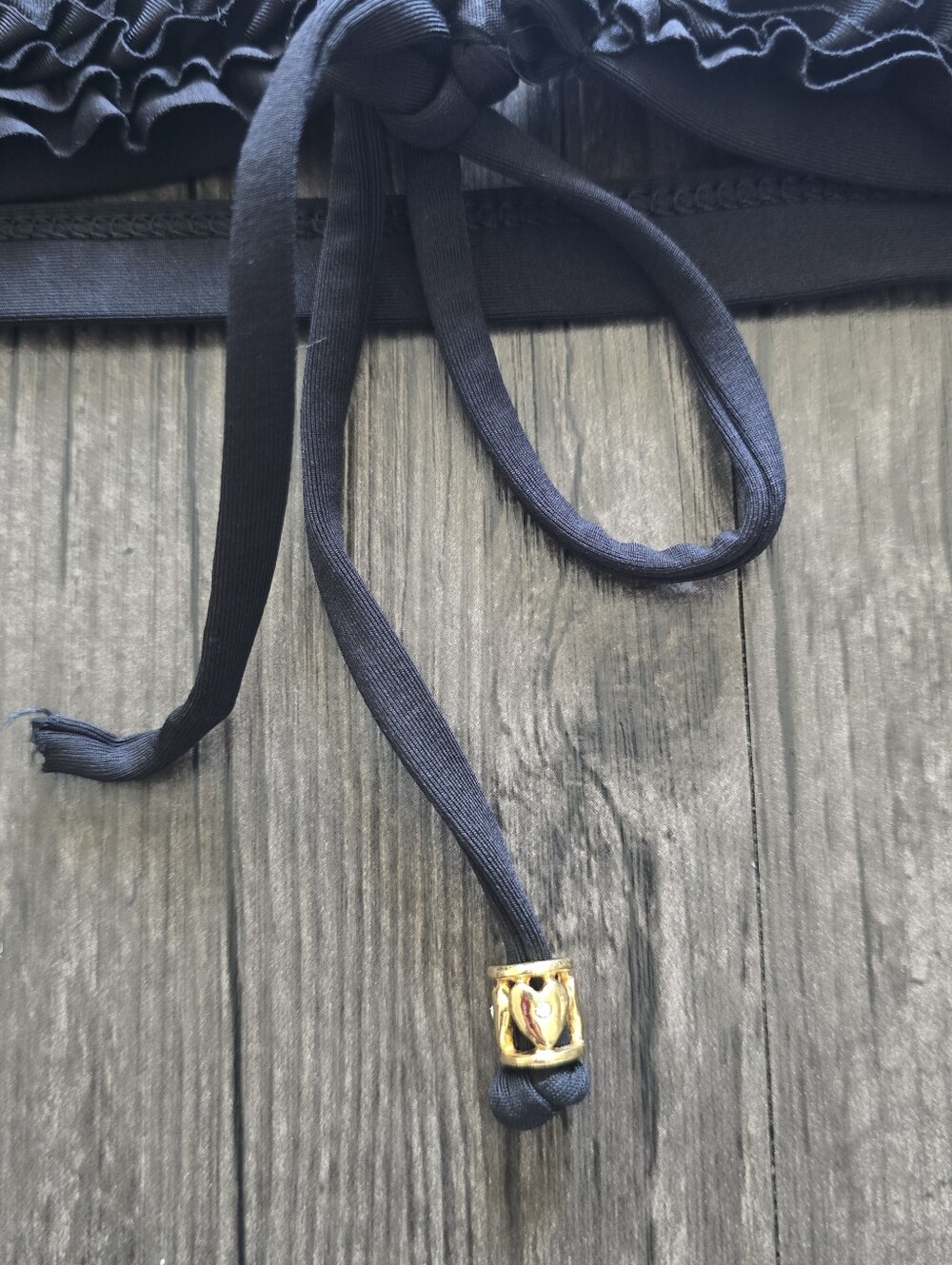 Rampage Ruffle Black Triangle Bikini Top - Picture 2 of 5